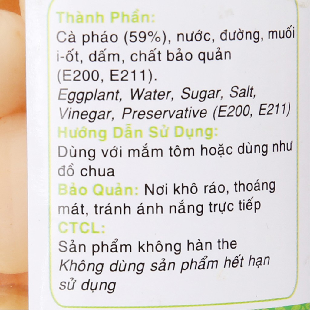 2 Hũ Cà Pháo Muối Ngâm Chua Ngọt Sông Hương Foods Hũ 370g - Ăn kèm cơm , bún , phở , mì tôm , ăn vặt , thịt nướng