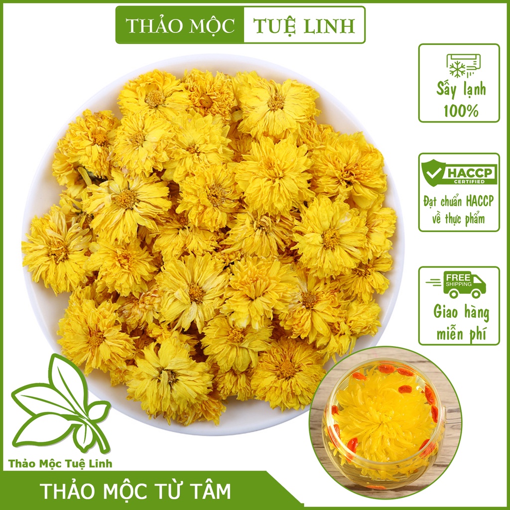 Trà Hoa Cúc Vàng ❤️Freeeship❤️ Sấy lạnh 100gr Hoàng Cúc Nguyên Bông Tự Nhiên An thần hỗ trợ mất ngủ