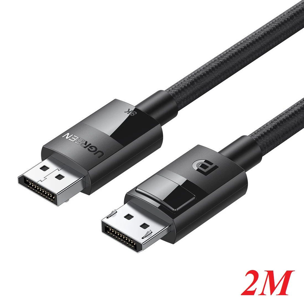 Ugreen 80392 2m 8K 1.4 màu đen cáp dp ra displayport hợp kim bọc lưới chống nhiễu DP114
