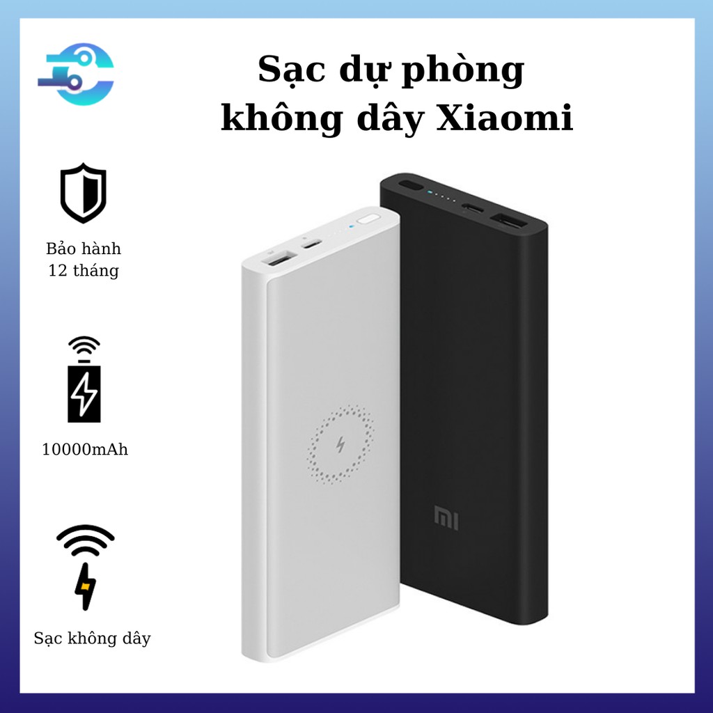 Sạc Dự Phòng Không Dây Xiao-mi Polymer 10000mAh 2021, Bảo Hành 12 Tháng