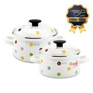Bộ 2 nồi thép tráng men nhật fujihoro edvc 16cm-18cm - sử dụng được bếp từ