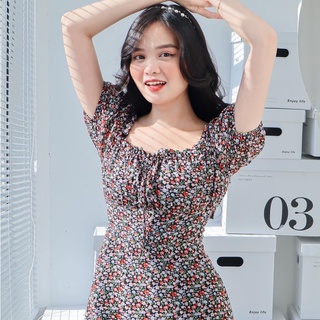 Đầm SACHI - Đầm  nhún ngực cột nơ