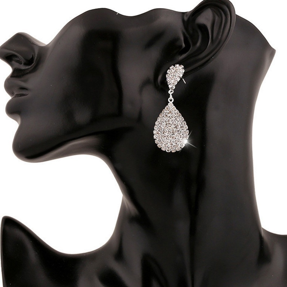 Đôi khuyên tai hình giọt nước đính đá thời trang cho nữ