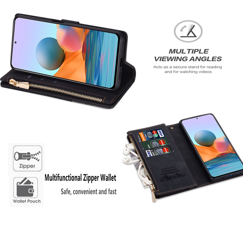 Ốp Điện Thoại Da Dạng Ví Nắp Lật Có Khóa Kéo Nhiều Màu Cho Huawe P40 P30 P20 Lite Pro Y7 Y6 2019