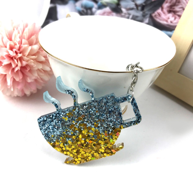 Khuôn Silicone Làm Móc Khóa Bằng Resin Epoxy Hình Ly Cà Phê DIY