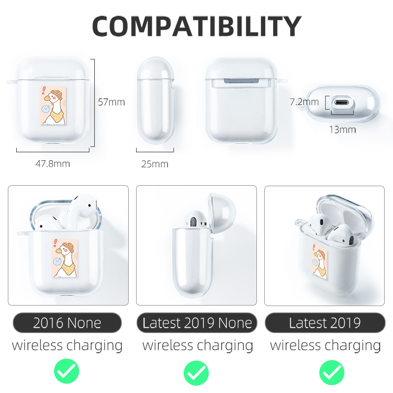 Vỏ Đựng Bảo Vệ Hộp Sạc Tai Nghe Airpods 1 / 2 Kèm Móc Khóa Xinh Xắn