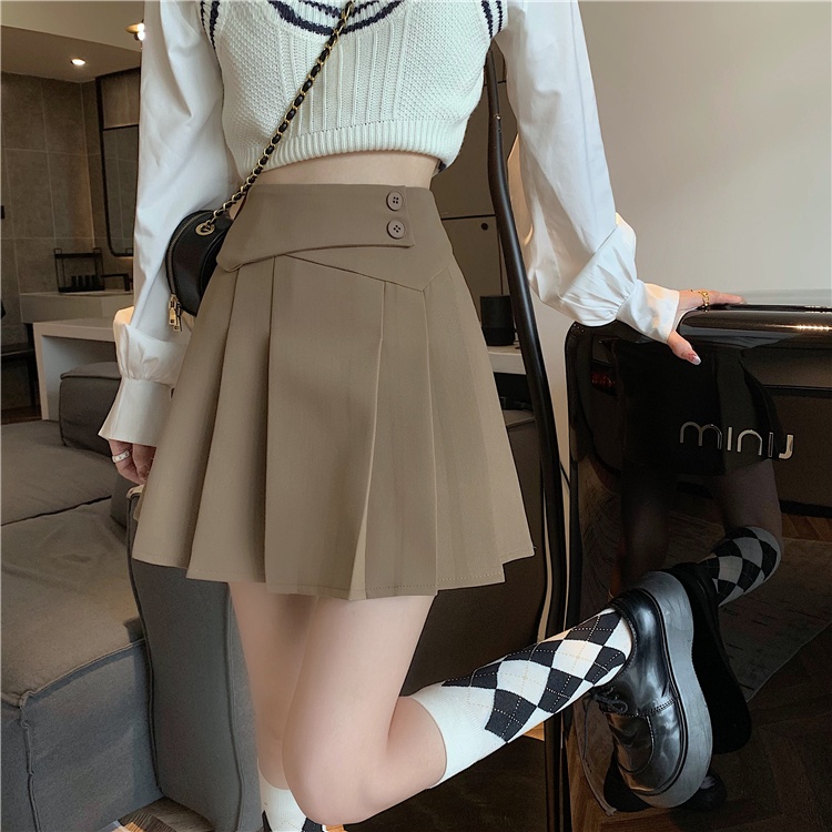 Chân váy xếp li lưng cao thiết kế đơn giản thời trang