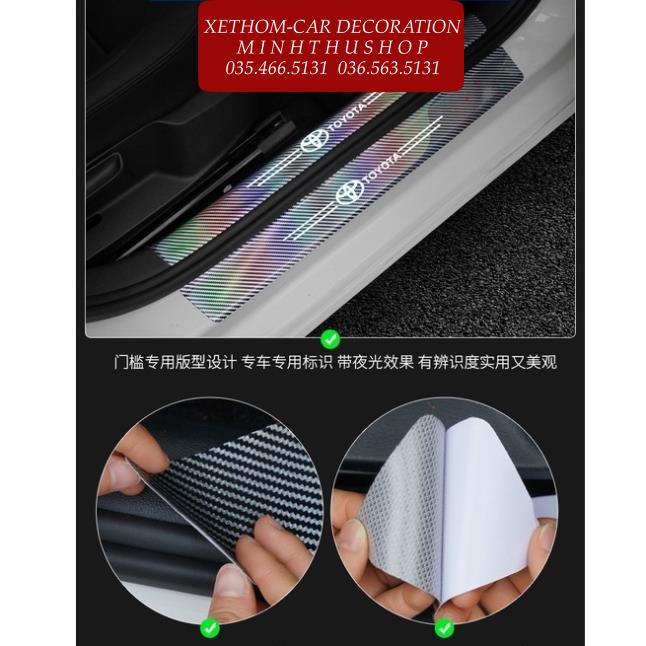 Nẹp Dán Vân Carbon 5D Chống Trầy Xước Bảo Vệ Bậc Cửa Ô Tô