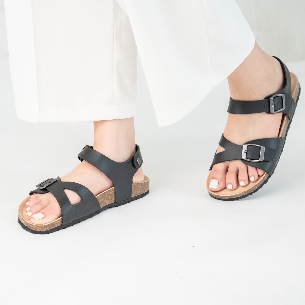 D23 - Sandal Đế Trấu BIOLINE Official Mã D23 Quai Da Bò Cách Điệu
