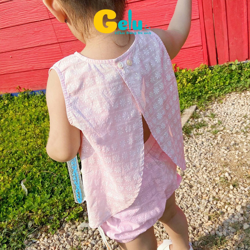 Bộ ba lỗ cho bé từ 1 tuổi đến 8 tuổi vải thô mềm thoáng mát thiết kế xẻ lưng độc đáo cho bé gái - GELU GLQA11