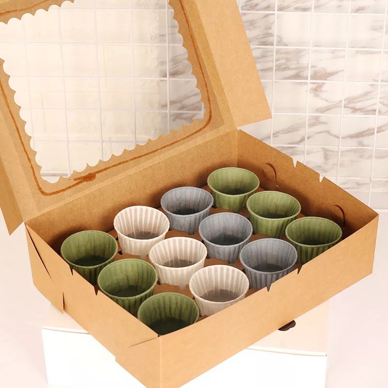 Hộp giấy đựng cupcake nắp trong các cỡ