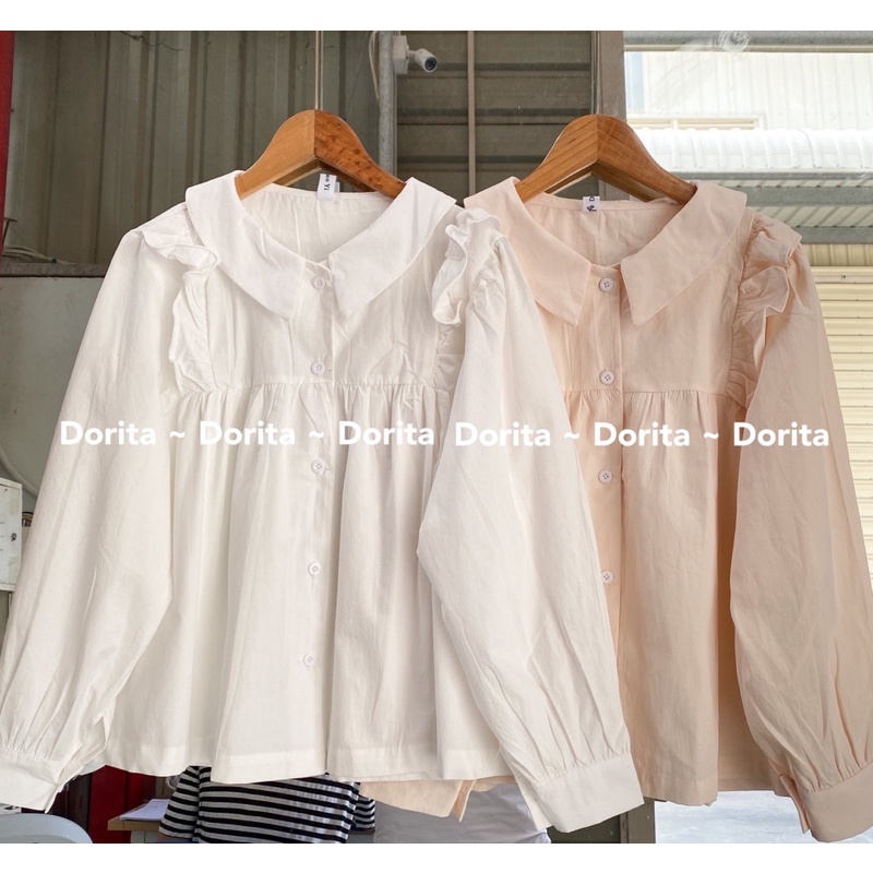 [Ảnh thật/Video] Áo sơ mi cổ bèo cánh tiên Hàn Quốc, Áo sơ mi cánh tiên tay bồng - Dorita Boutique | BigBuy360 - bigbuy360.vn