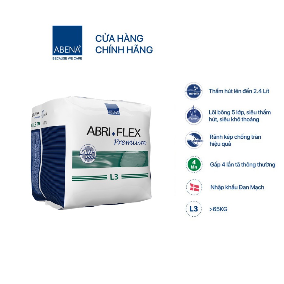 [Thấm hút 2.4 lít] Combo 3 tã quần người lớn từ Đan Mạch Abena Abri Flex L3 tặng ngay 1 dầu gội tắm khô Abenam 100