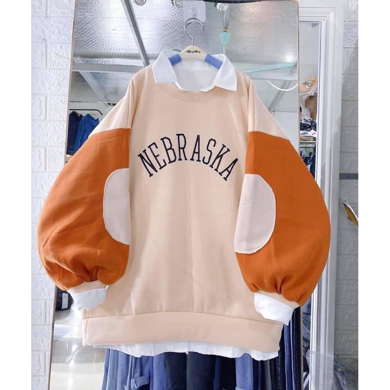 [SIÊU HÓT]  Áo Sweater NEBRASKA, Áo Nỉ Unisex Tay Bồng