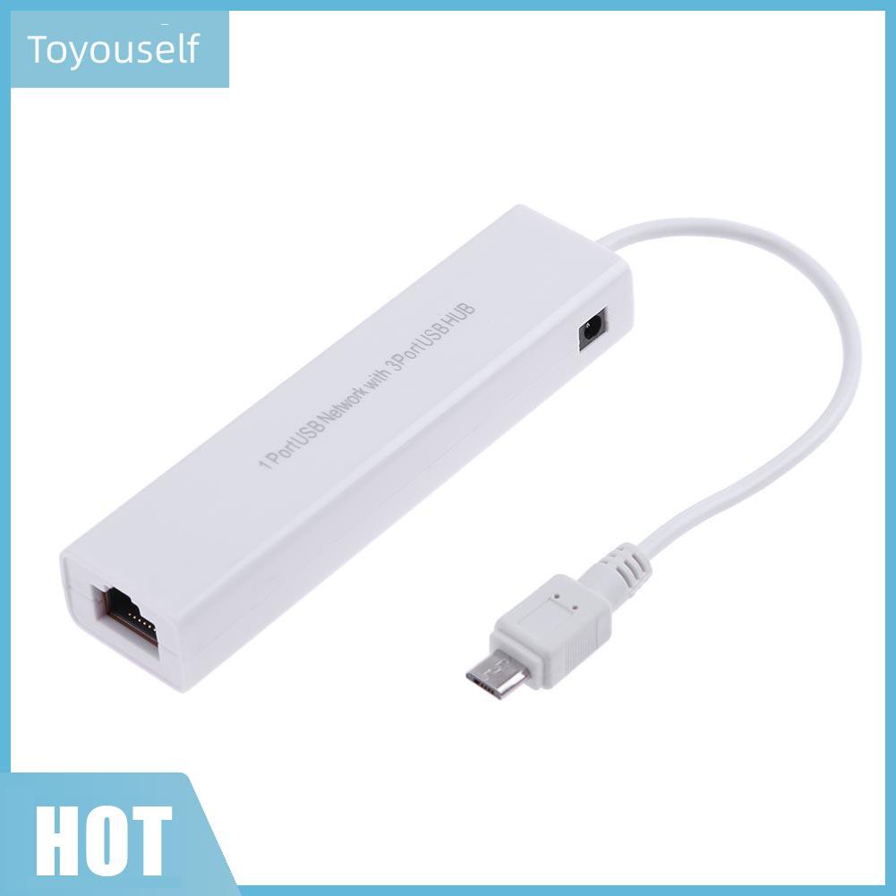 Bộ Chia 3 Cổng Usb 2.0 Hub 10 / 100mb Micro Usb Sang Rj45 Lan