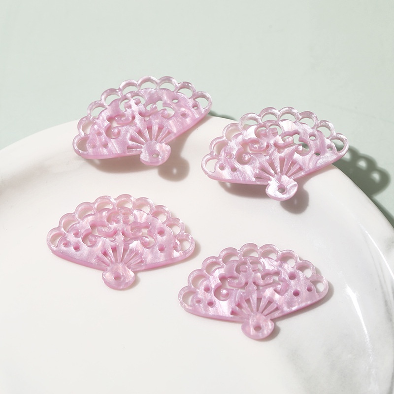 (1 cái)Phiến xà cừ nhân tạo hình quạt 31*20mm, Nguyên liệu làm trang sức cổ trang, Nguyên liệu diy