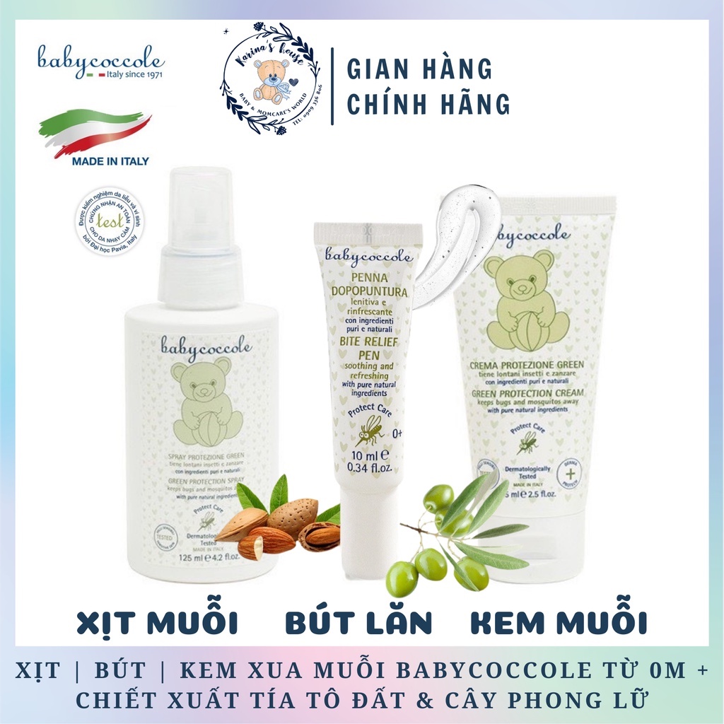 Kem / Xịt / thanh lăn xua muỗi Babycoccole 0M+ chống muỗi đốt cho bé và cả gia đình