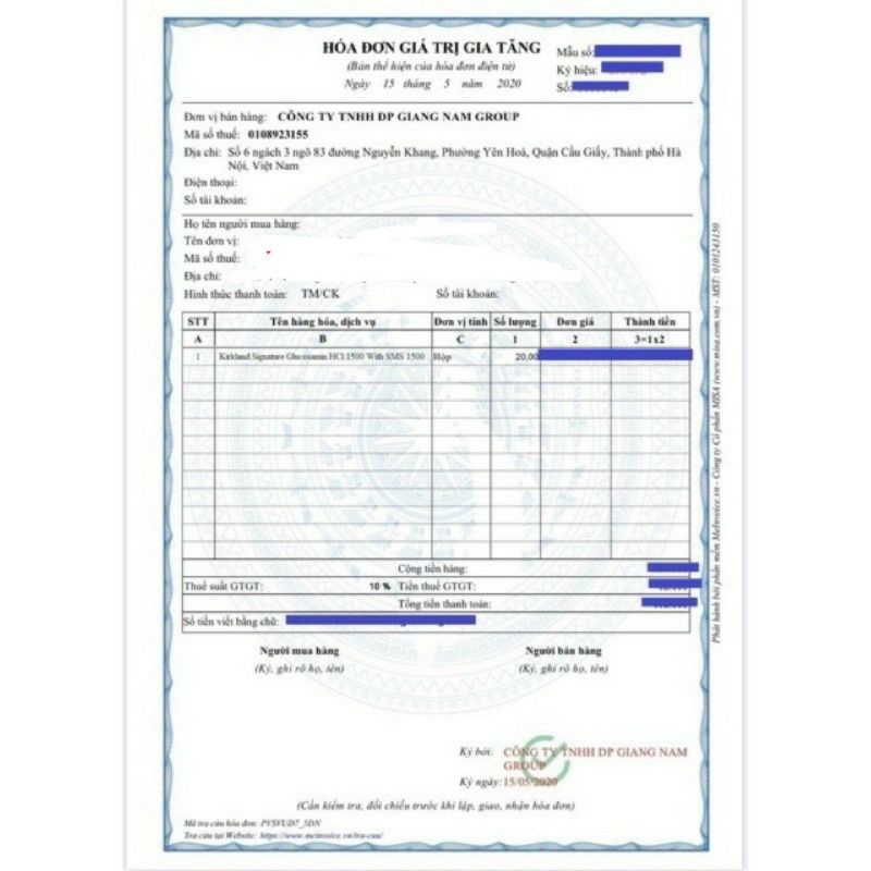 《Date 2025 combo 2 hộp》Kirkland Glucosamine 1500 mg hộp 375v