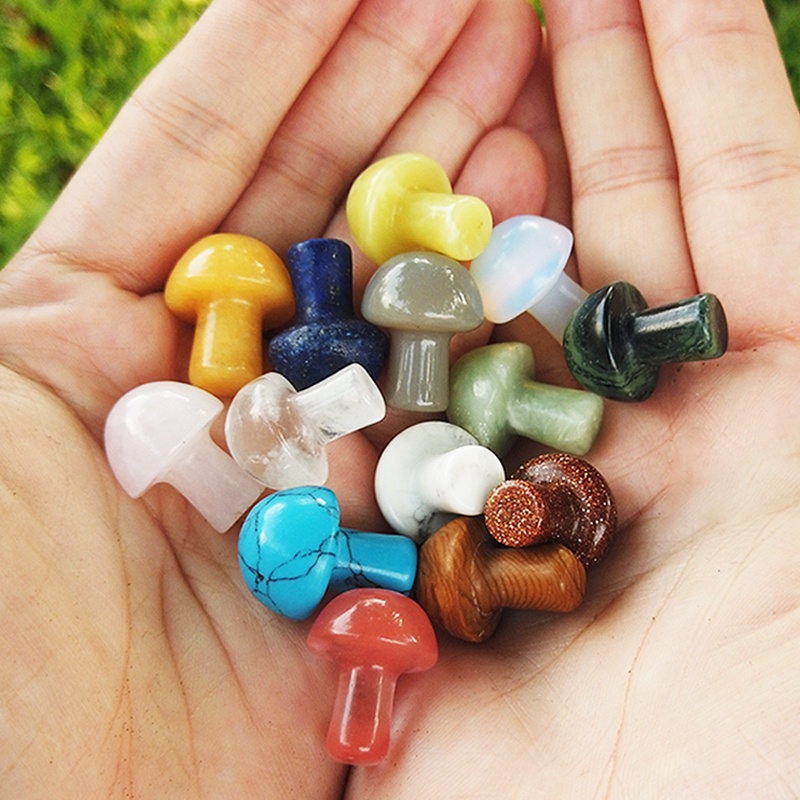 Tượng Đá Thạch Anh Tự Nhiên Hình Nấm Mini Dùng Trang Trí