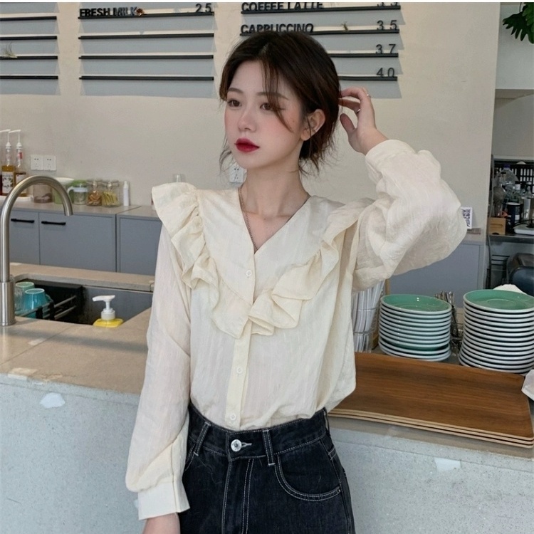 Áo Nữ Tay Dài Cổ Chữ V Thời Trang Hàn Quốc