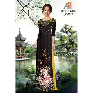 Vải may áo dài in 3D hoa mẫu đơn