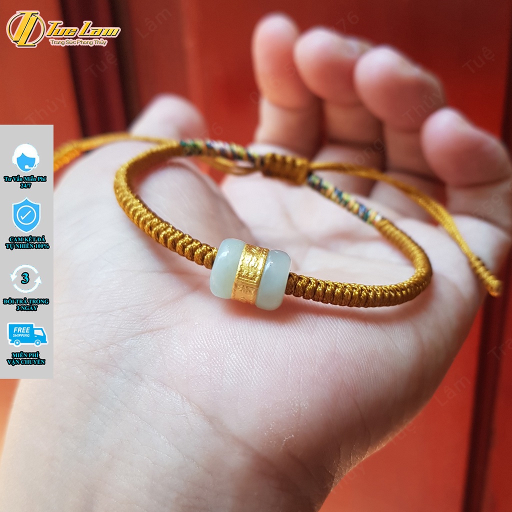 Vòng chỉ may mắn màu vàng đất mix lu thống phỷ thúy tài lộc - Tuệ Lâm