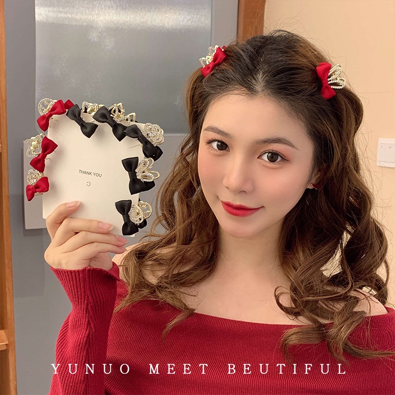 Kẹp Tóc Nơ Hai Mặt Mini Phong Cách Hàn Quốc Cho Bé Gái