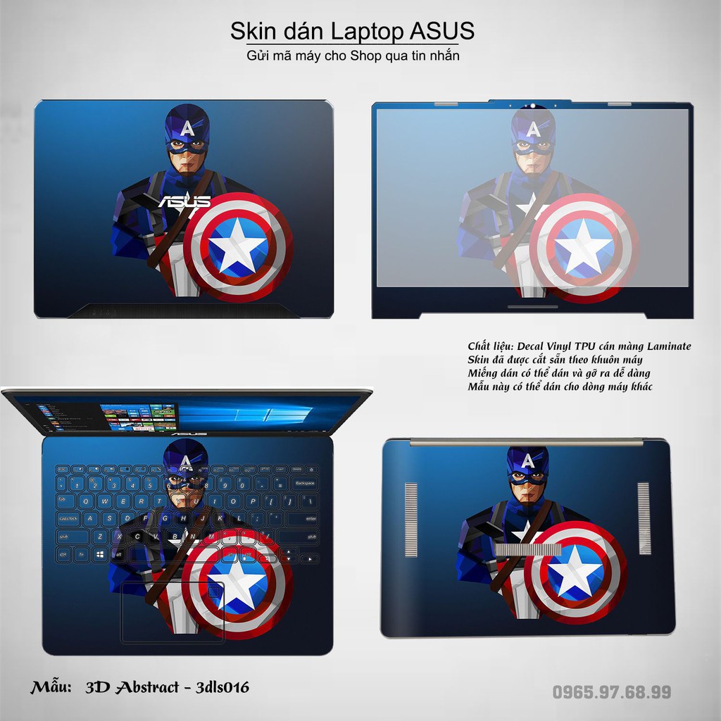 Skin dán Laptop Asus in hình 3D Abstract (inbox mã máy cho Shop)