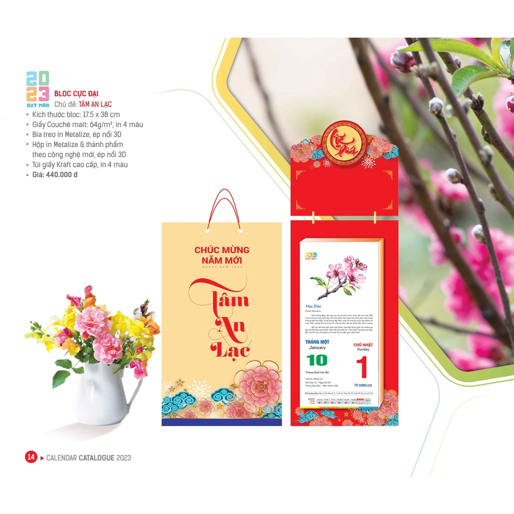 LỊCH TẾT 2023 - LỊCH BLOC CỰC ĐẠI 2023 - CHỦ ĐỀ TÂM AN LẠC