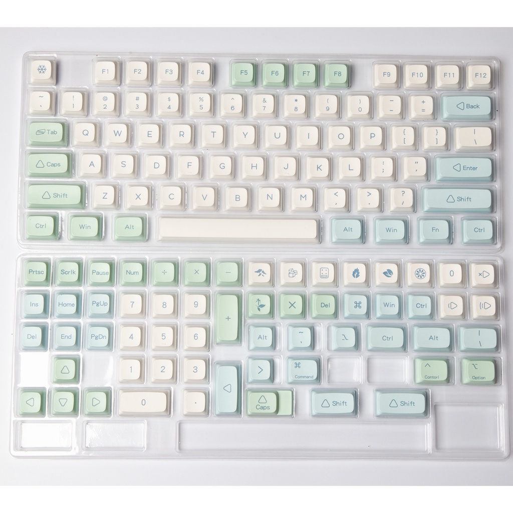 Ice Mint Keycap 132 phím tông màu bạc hà thiết kế XDA PBT hỗ trợ bàn phím 61/64/68/78/84/87/96/980/108