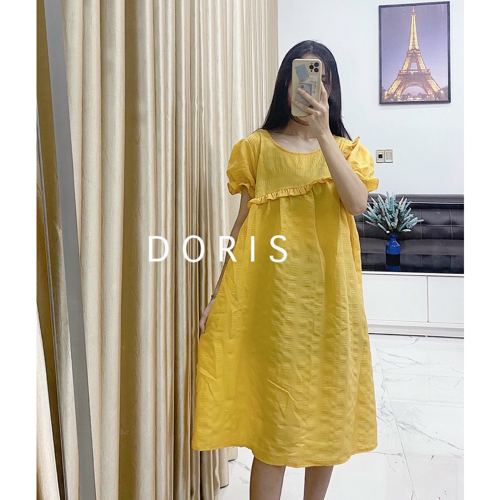 Váy bầu  xốp tay bồng dáng A basic có 3 màu