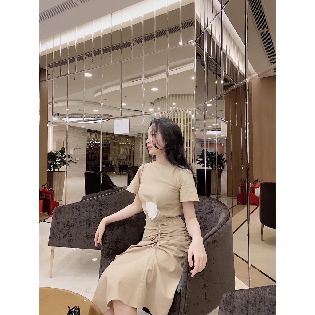 Đầm dự tiệc rút dây kết hạt hoa eo chanh xả - Luris Dress ( gồm hoa ) | BigBuy360 - bigbuy360.vn