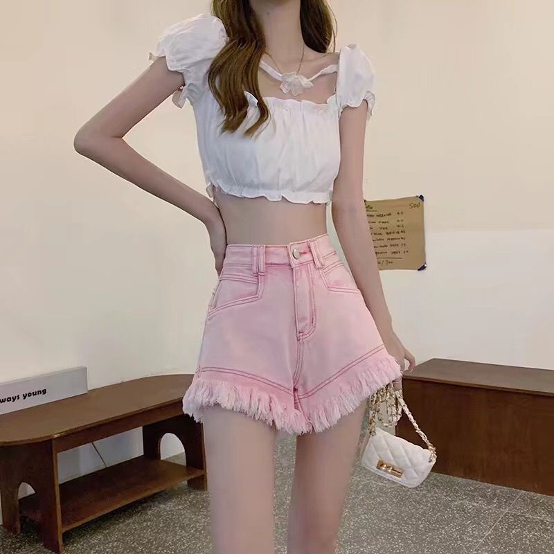Quần Short Jeans Lưng Cao Thời Trang Hàn Quốc
