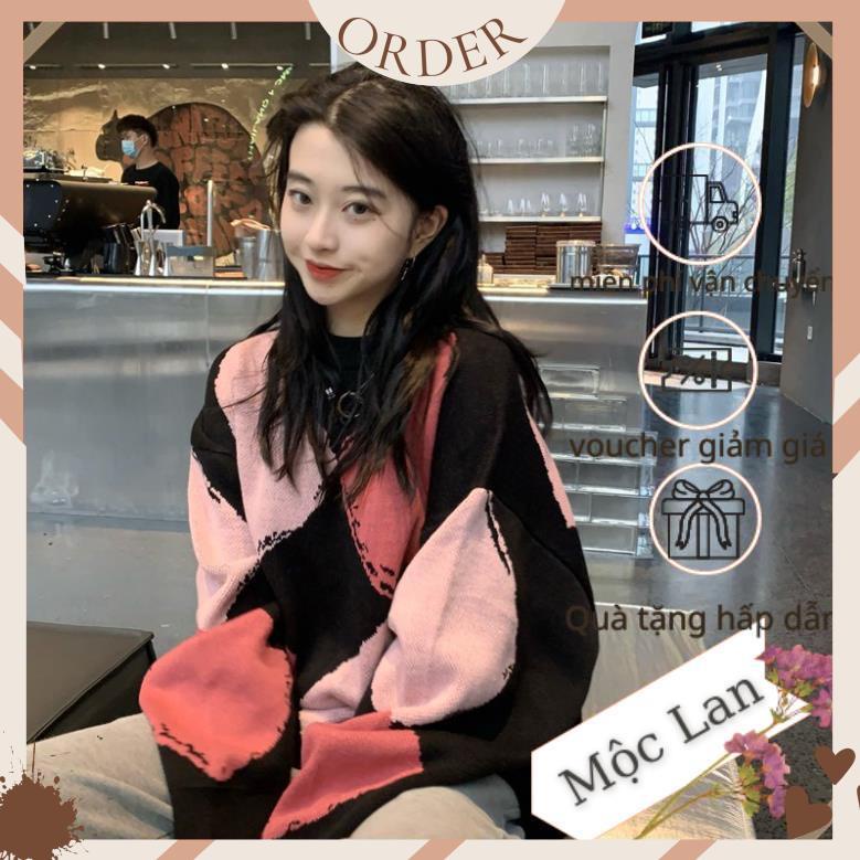 (MộcLan ORDER) Áo len nữ form rộng họa tiết ô vuông nhiều màu style retro Hàn Quốc oversize