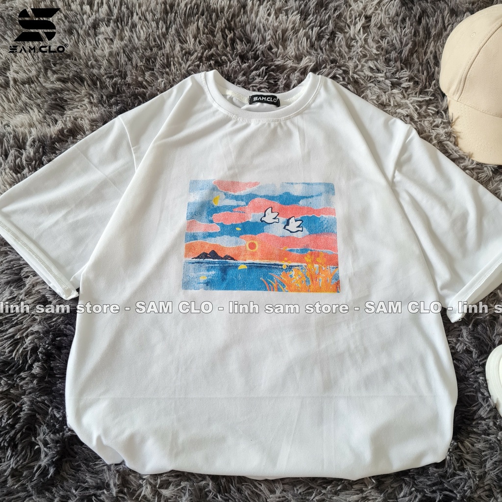 Áo thun tay lỡ nữ SAM CLO freesize phông form rộng dáng Unisex - mặc cặp, nhóm, lớp in hình BỨC TRANH