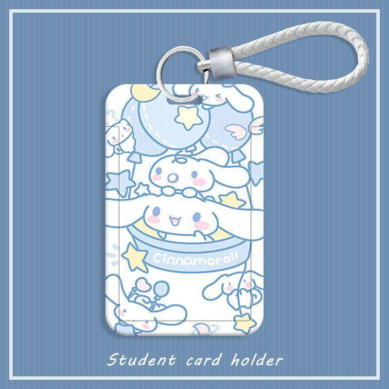 ⭐ iLado ⭐ Thẻ dây đeo thẻ sinh dễ thương Sanrio Cinnamoroll bọc căn cước thẻ hoc thẻ đi làm viên Vỏ bảo vệ bao đựng thẻ học sinh phù hiệu học sinh dây đeo bảng tên dây đeo bảng tên đồ dùng học sinh