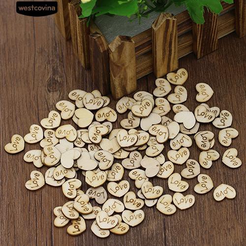 Set 100 Nút Gỗ Hình Trái Tim Xinh Xắn Dùng Để Trang Trí Đồ Thủ Công