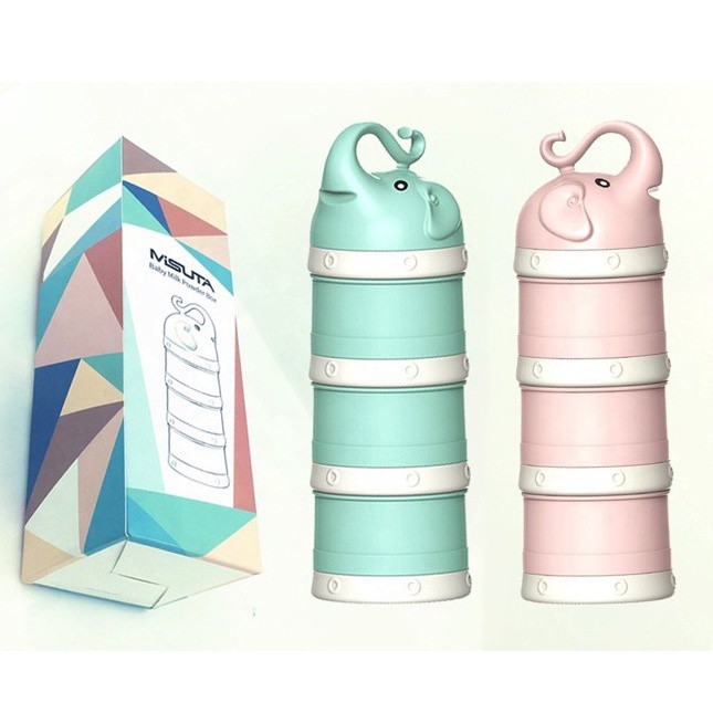 Hộp Chia Sữa Bột 3 Tầng Tiện Lợi Cho Bé, Khay Chia Thức Ăn 3 Ngăn Misuta Cao Cấp Loại 1