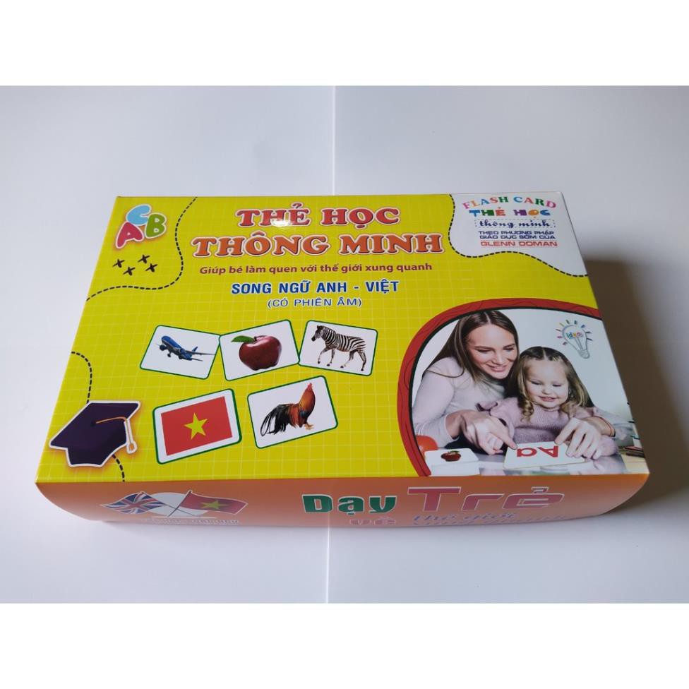 Bộ Thẻ Học Thông Minh cho bé 18 Chủ Đề thẻ học Glenn Doman loại to song ngữ Flashcard tiếng Anh (Hibaby+)