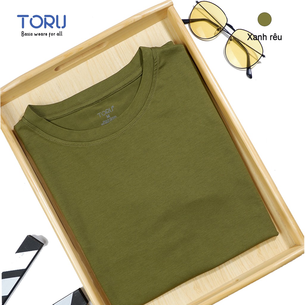 Áo Thun Nam Unisex thiết kế hình trơn 3 màu Đen / Trắng / Tím than basic thương hiệu Toru cotton Ai Cập, thấm hút mồ hôi