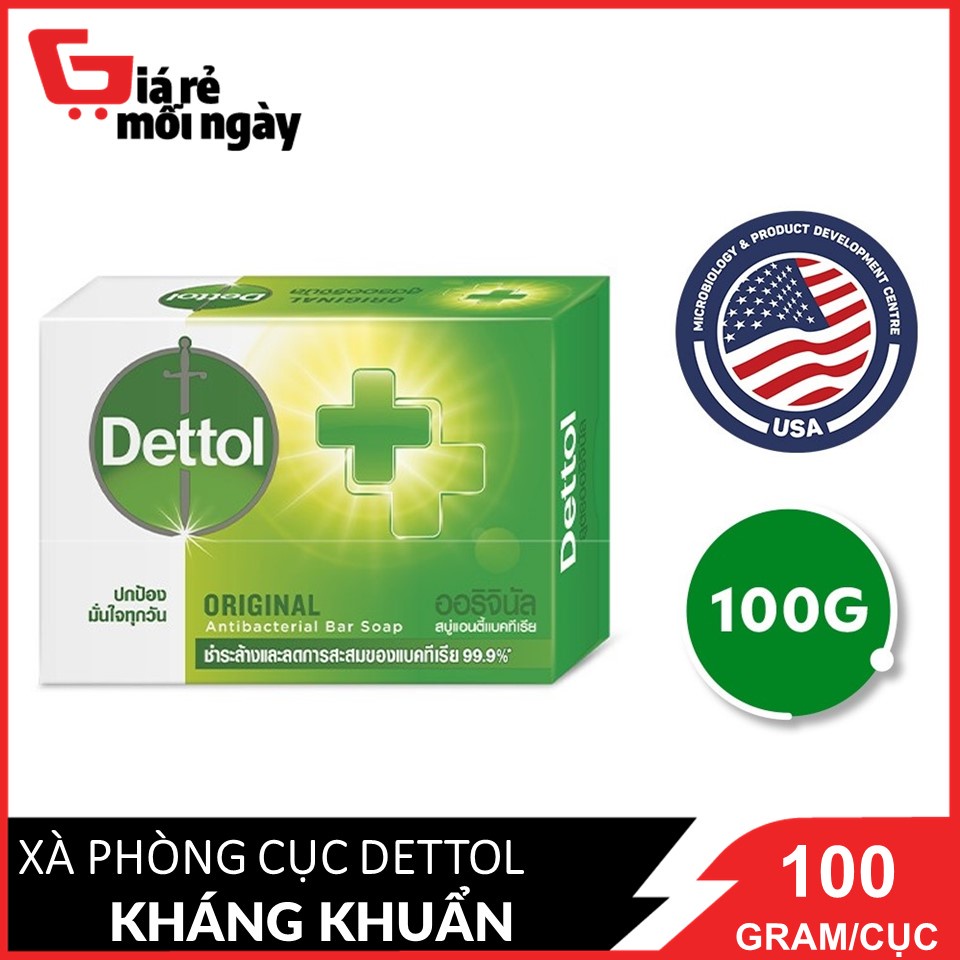 Xà bông cục Dettol Kháng khuẩn (Xanh) 100g
