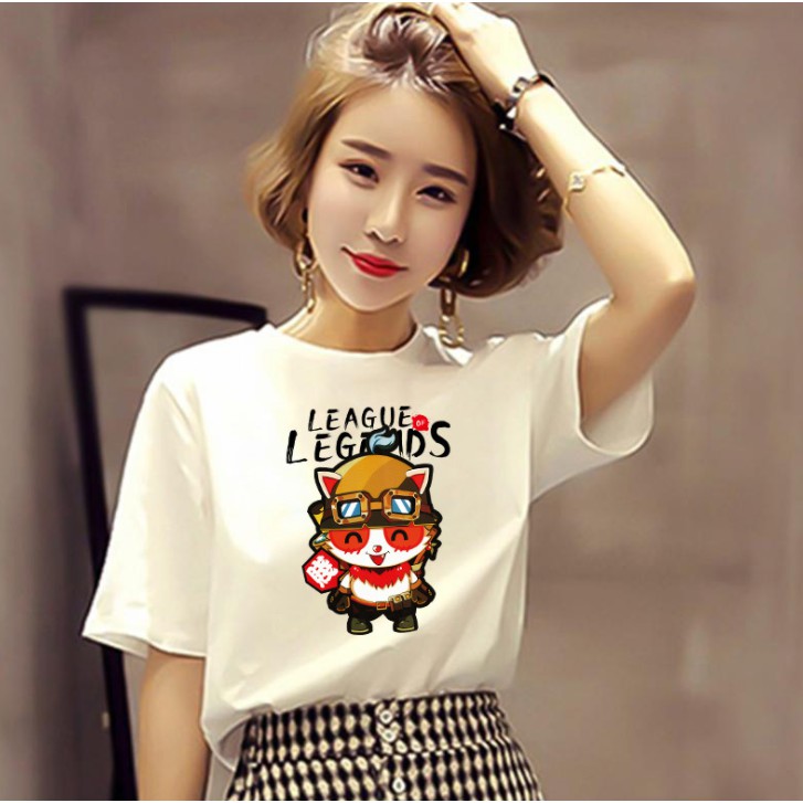 Áo thun nữ co giản 4 chiều tay ngắn cổ tròn in hình dễ thương theo mẫu AT06