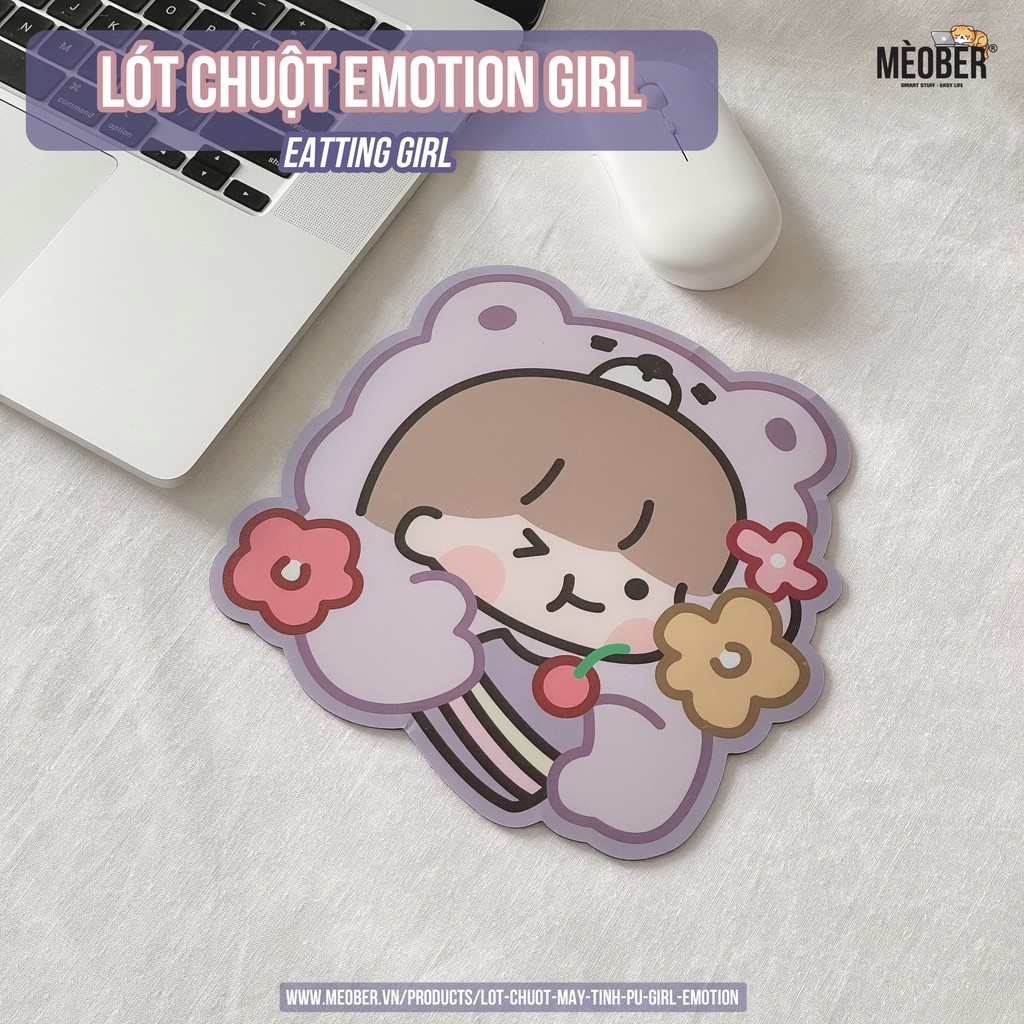 Lót Chuột Máy Tính Cute Girl Emotion - PU cao cấp - Chống trượt chống thấm, Siêu mịn!