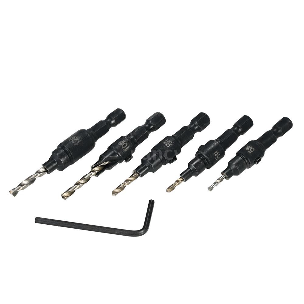Set 4 đầu mũi khoan lỗ hình nón HSS lục giác 1/4&quot; tháo lắp nhanh cho nghề mộc