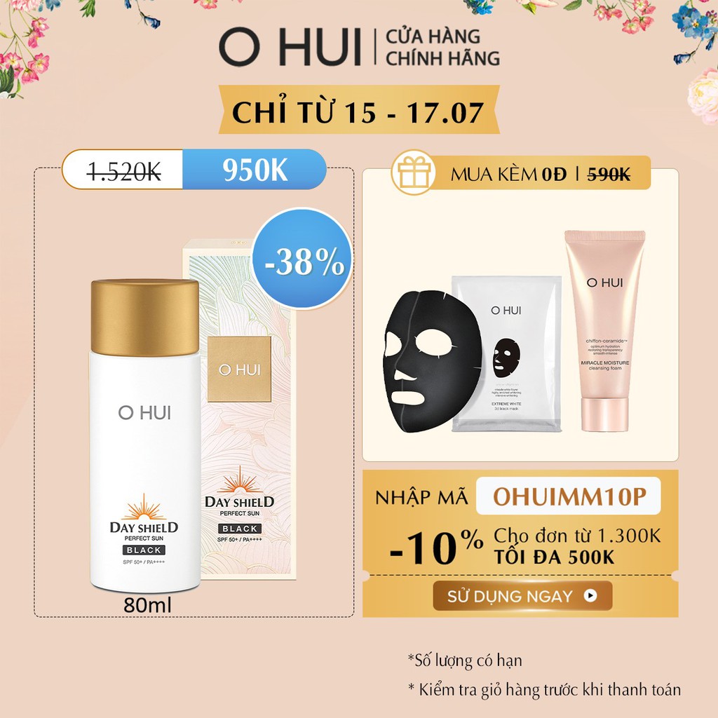  Kem chống nắng OHUI Day Shield Perfect Sun Black SPF50+ PA++++ 50ml/80ml