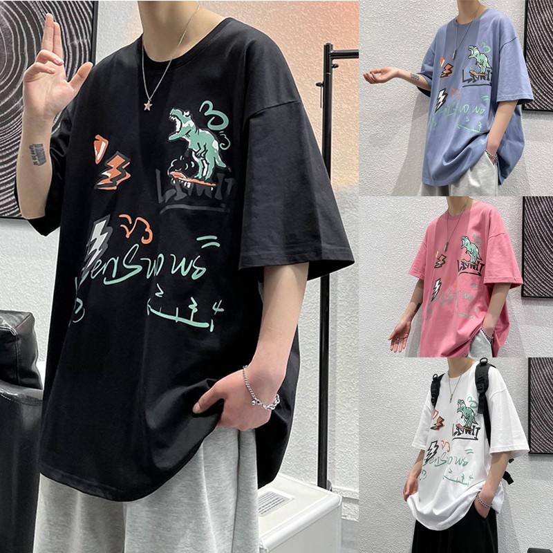 Áo thun tay ngắn dáng rộng họa tiết hoạt hình thời trang mùa hè phong cách Hàn Quốc cho nam và nữ size S-8XL