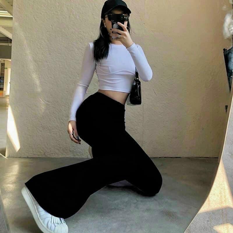 Quần thun ôm ống loe lưng cao HÀNG LOẠI 1 siêu hack dáng hot trend alohashop91