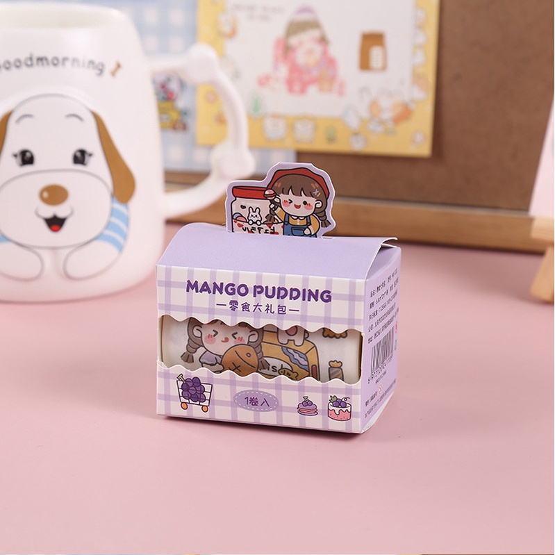 Băng keo dán họa tiết dễ thương WS04 - Cuộn Washi tape trang trí sổ tay
