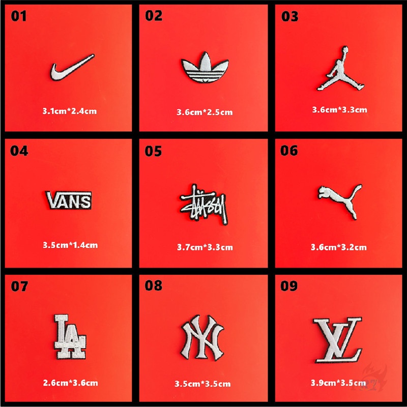 Patch vải ủi nhiệt thêu logo hình thời trang màu trắng đen - Sticker S499