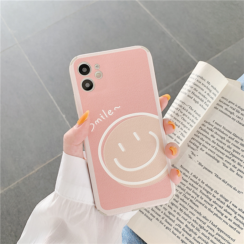 Ốp điện thoại da in hình tranh sơn dầu mặt cười bảo vệ ống kính cho iPhone 12 Pro Max iP11 X XR | BigBuy360 - bigbuy360.vn